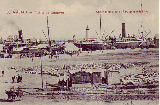 Postales: 20 malaga - muelle de canovas - almacenes de la llave