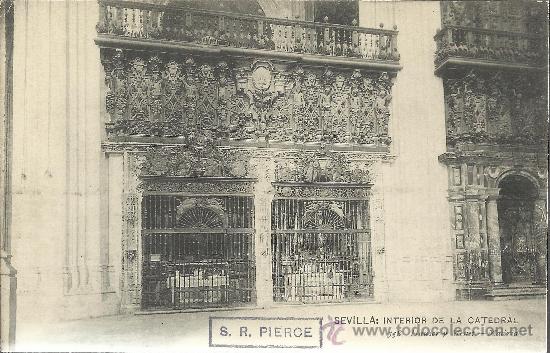Postales: SEVILLA INTERIOR DE LA CATEDRAL ESCRITA - Foto 1