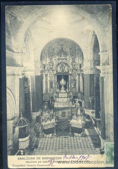 Postales: POSTAL DE SANLUCAR DE BARRAMEDA ( CADIZ ) IGLESIA DE SANTO DOMINGO - ALTAR MAYOR