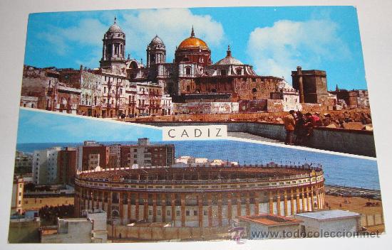 Cartoline: (ALB-TC-6) POSTAL CADIZ CATEDRAL Y PLAZA DE TOROS NUEVA