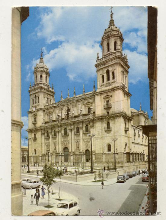 Postales: POSTAL // JAEN CATEDRAL -COCHES A&Ntilde;OS 60