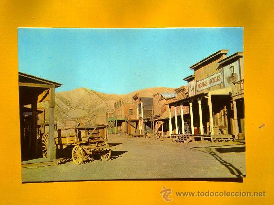 Postales: POSTAL ALMER&Iacute;A ESTUDIOS CINEMATOGRAFICOS POBLADO DEL OESTE AMERICANO N&ordm; 1021 A&Ntilde;OS 70 SIN CIRCULAR
