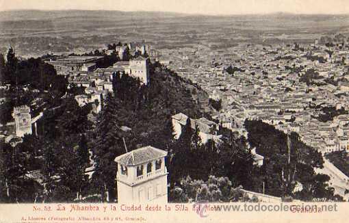 Postkarten: LA ALHAMBRA N&ordm; 52 Y LA CIUDAD DESDE LA SILLA DEL MORO A. LINARES SIN CIRCULAR