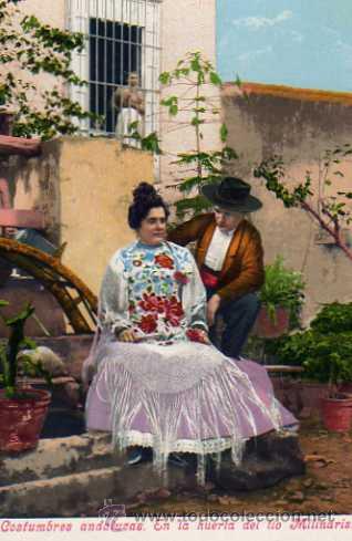 Postkarten: COSTUMBRE ANDALUZAS EN LA HUERTA DEL TIO MILINDRIS COLECCION TOMAS SANZ A&Ntilde;O 1906