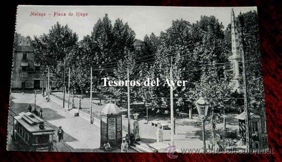 Postales: ANTIGUA POSTAL DE MALAGA, PLAZA DE RIEGO, ED. DOMINGO DEL RIO, NO CIRCULADA.