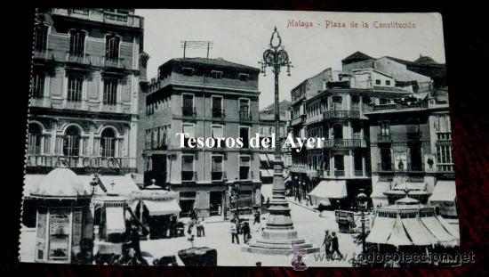 Postales: ANTIGUA POSTAL DE MALAGA, PLAZA DE LA CONSTITUCION, ED. DOMINGO DEL RIO, NO CIRCULADA.