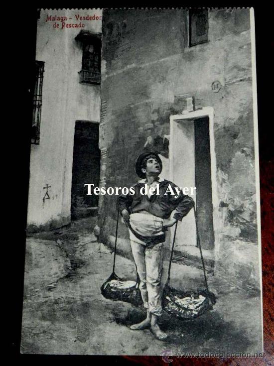 Postales: ANTIGUA POSTAL DE MALAGA, VENDEDOR DE PESCADO, ED. DOMINGO DEL RIO, NO CIRCULADA.