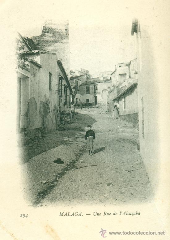 Postales: MALAGA. UNA CALLE DE LA ALCAZABA.1903. BUQUE ESCUELA DUGUAY TROUIN.