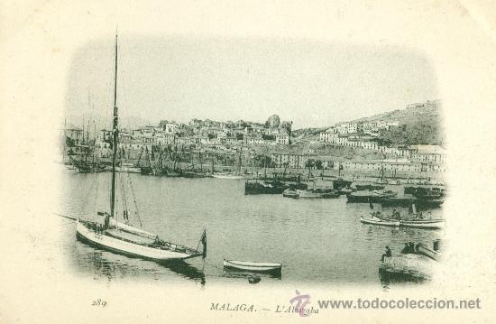 Postales: MALAGA. LA ALCAZABA.1903. BUQUE ESCUELA DUGUAY TROUIN.