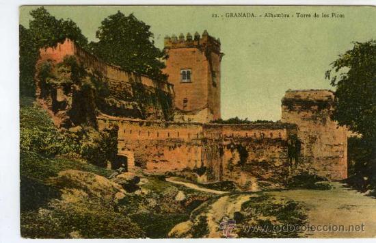 Postales: POSTAL GRANADA ALHAMBRA TORRE DE LOS PICOS - Foto 1