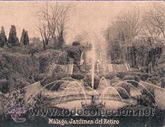 Cartoline: POSTAL ORIGINAL DECADA DE LOS 30. MALAGA. JARDINES DEL RETIRO. N&ordm; 828. VER TAMA&Ntilde;O Y EXPLICACION