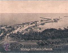 Postales: POSTAL ORIGINAL DECADA DE LOS 30. MALAGA. EL PUERTO Y FAROLA. N&ordm; 823. VER TAMA&Ntilde;O Y EXPLICACION