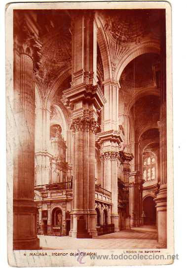 Postales: Malaga. Interior de la catedral. Escrita
