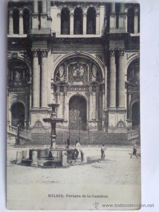 Postales: TARJETA POSTAL MALAGA, PORTADA DE LA CATEDRAL, ESCRITA 1935