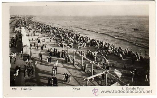 Postales: BONITA POSTAL - CADIZ - PLAYA - MUY AMBIENTADA - L. Roisin.Foto