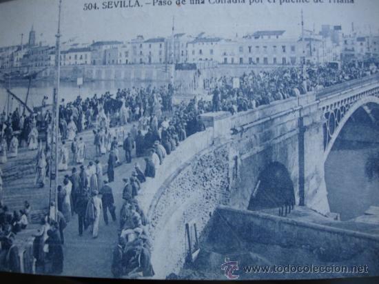 Cartoline: PASO COFRADIA POR PUENTE TRIANA.LA O .SEMANA SANTA SEVILLA.MANUEL BARREIRO.S/C