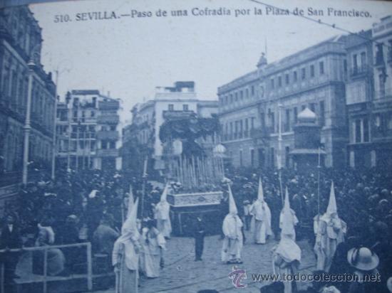 Cartoline: COFRADIA POR PLAZA SAN FRANCISCO.LOS NEGRITOS .SEMANA SANTA SEVILLA.MANUEL BARREIRO.S/C