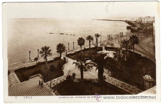 Postales: BONITA POSTAL - CADIZ - ALAMEDA DEL MARQUES DE COMILLAS - L. Roisin - Fot&oacute;grafo