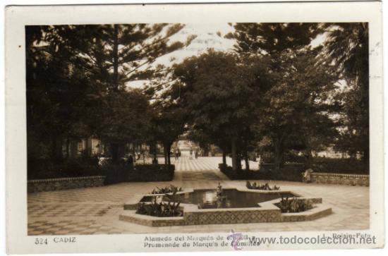 Postales: BONITA POSTAL - CADIZ - ALAMEDA DEL MARQUES DE COMILLAS - L. Roisin - Foto