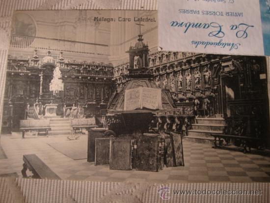 Postales: ANTIGUA TARJETA POSTAL DE P.P.S.XX DE MALAGA CORO CATEDRAL, F.J.F. N&ordm; 25, NO CIRCALADA, P.P. 1900