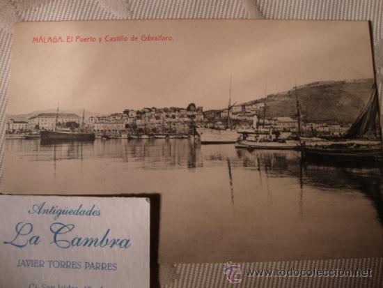 Postales: ANTIGUA TARJETA POSTAL P.P.S.XX MALAGA El puerto y Castillo de Gibralfaro. Fototipia Thomas.H. 1905