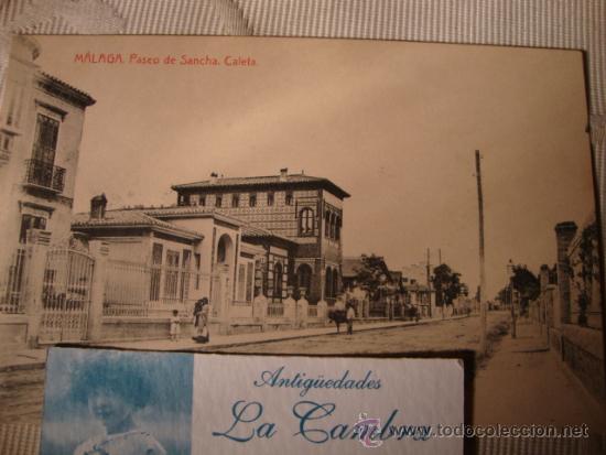 Postales: EXCELENTE TARJETA POSTAL P.P.S.XX MALAGA PASEO DE SANCHA. CALETA. H. 1905-10 F. THOMAS