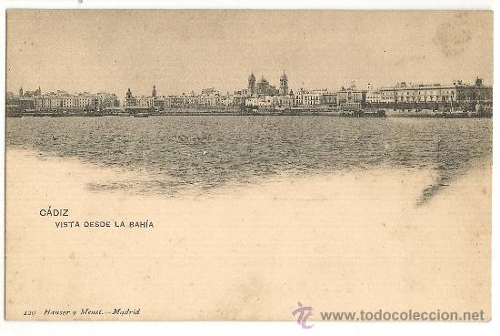 Postcards: CADIZ - VISTA DESDE LA BAHIA - TARJETA SIN USAR - Hauser y Menet - c/1900&acute;s - Dorso sin dividir