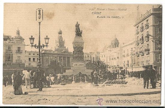 Postcards: CADIZ - PLAZA DE ISABEL II - animada con personas - POSTAL sin usar - Hauser y Menet - c/1905&acute;s