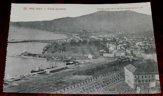 Postales: ANTIGUA POSTAL DE MALAGA, VISTA GENERAL, N. 26, EDICION ESPECIAL DE LOS ALMACENES DE LA LLAVE, NO CI
