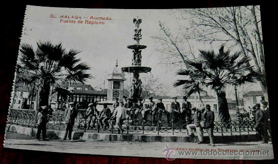 Postales: ANTIGUA POSTAL DE MALAGA, ALAMEDA, FUENTE DE NEPTUNO, N. 32, EDICION ESPECIAL DE LOS ALMACENES DE LA