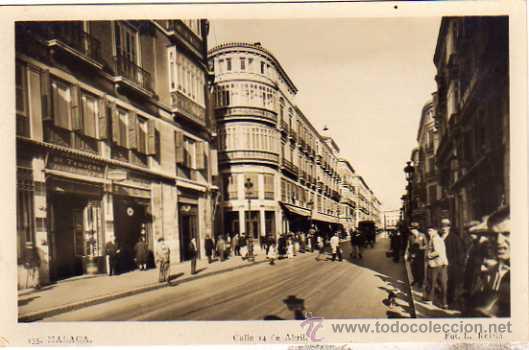 Postales: Malaga. Calle 14 de abril. L. Roisin. 155. Acabado fotogr&aacute;fico. Sin circular.