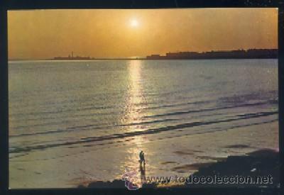 Postales: POSTAL DE CADIZ N&ordm; 46 PLAYA SANTA MARIA DEL MAR Y CASTILLO DE SAN SEBASTIAN  P-ANC-345