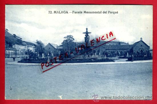 Postales: POSTAL MALAGA, FUENTE MONUMENTAL DEL PARQUE,   P73145