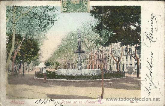 Postales: MALAGA PASEO DE LA ALAMEDA ESCRITA DORSO SIN DIVIDIR