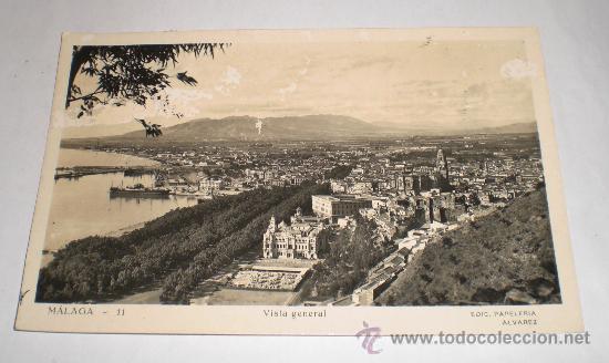 Postales: Antigua Postal, Vista General de Malaga, Con Censura Militar y sello Pro Malaga, 1937