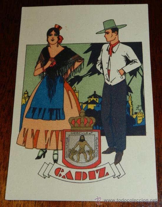 Postales: ANTIGUA POSTAL DE TRAJE TIPICO DE CADIZ, SERIE D, N. 12, ED. CIAGRA, NO CIRCULADA.