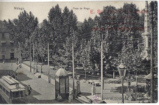 Postales: BONITA POSTAL DE MALAGA, PLAZA DE RIEGO