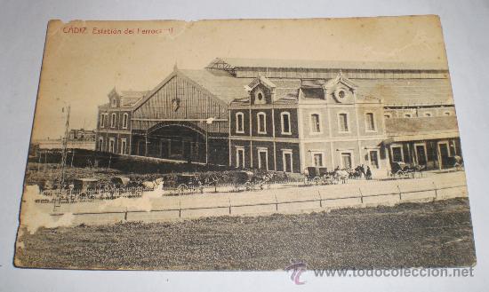 Postales: ANTIGUA POSTAL DE CADIZ - ESTACION DE FERROCARRIL - ED. THOMAS - NO CIRCULADA.