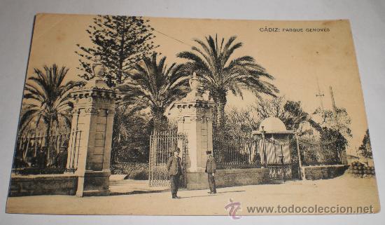 Postales: ANTIGUA POSTAL DE CADIZ - PARQUE GENOVES - HAUSER Y MENET - NO CIRCULADA.