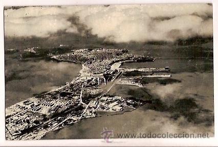 Postales: ANTIGUA POSTAL CADIZ VISTA AEREA ESCRITA 1955