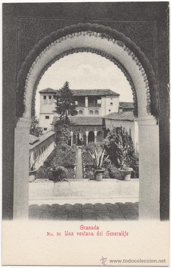 Postales: GRANADA.- UNA VENTANA DEL GENERALIFE. - Foto 1