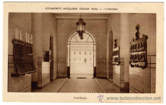Cartoline: BONITA Y RARA POSTAL - CORDOBA - REGIMIENTO ARTILLERIA PESADA NUM.1 - VESTIBULO