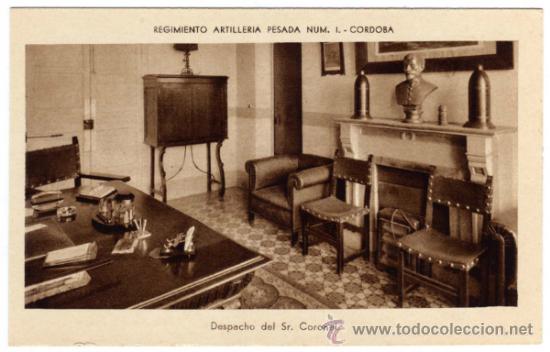 Cartoline: BONITA Y RARA POSTAL - CORDOBA - REGIMIENTO ARTILLERIA PESADA N&Uacute;M.1 - DESPACHO DEL SR. CORONEL