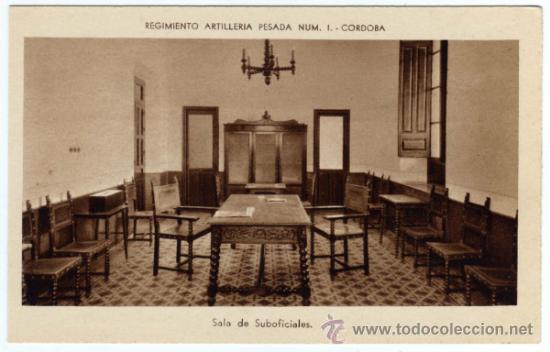 Cartoline: BONITA Y RARA POSTAL - CORDOBA - REGIMIENTO ARTILLERIA PESADA N&Uacute;M.1 - SALA DE SUBOFICIALES
