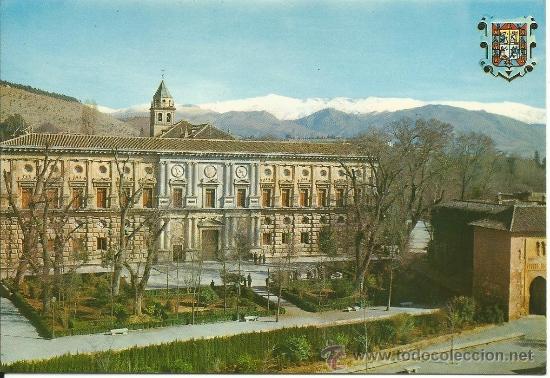 Postales: GRANADA.-ALHAMBRA.-FACHADA PRINCIPAL PALACIO ARABE.-SERIE 45 N&ordm; 819.-ZERKOWITZ