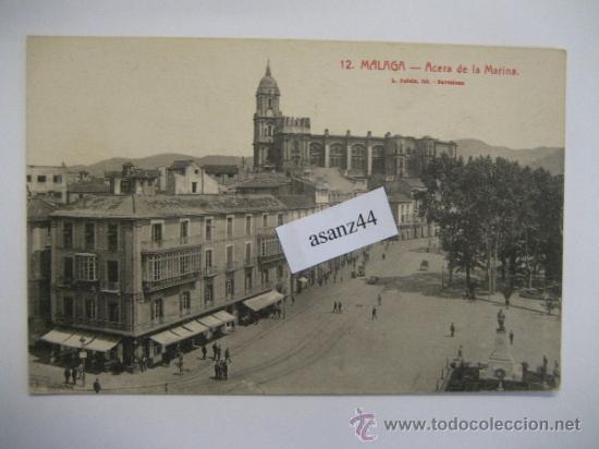 Postales: M&Aacute;LAGA. ACERA DE LA MARINA. - Foto 1