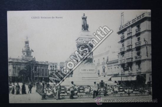Cartoline: Antigua Postal de Cadiz Estatua de Moret - Editada Hauser y Menet