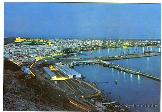 Postales: 92. ALMERIA. VISTA GENERAL DE NOCHE.