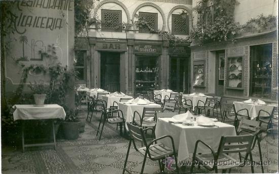 Postales: 6025H - ANTIGUA POSTAL - RESTAURANTE ALCAICERIA-GRANADA -CIRCULADA