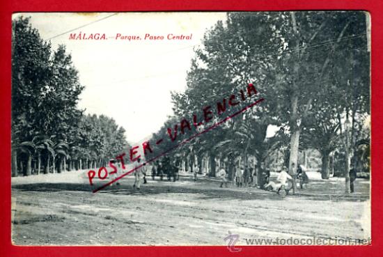 Postales: POSTAL MALAGA, PARQUE, PASEO CENTRAL,   P75433